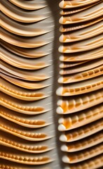 a close up of a stack of plates with a waffle on top.