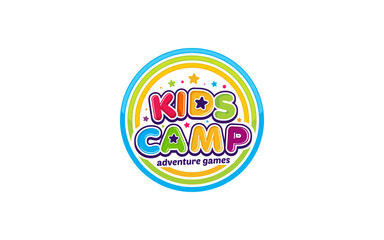 Illustration vector graphic of kids summer camp colour full logo design template