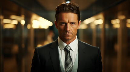 Fototapeta premium Profile shot CEO - business leader - president - stylish design and decor - close-up 