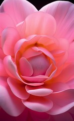 a close up of a pink flower with a black background.