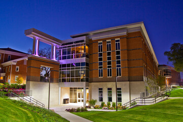 Twilight Glow at Modern Academic Center in Indiana Tech