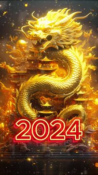 Happy new year 2024. Chinese dragon year.