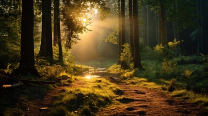 Sunny morning in the forest