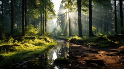 Obraz premium Sunny morning in the forest