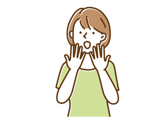 手を上げて喜んでいる一人の若い女性