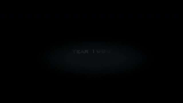 Year 1999 3D title metal text on black alpha channel background