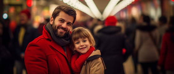 Happy family while shopping at the market