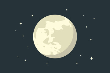Full moon with stars in outer space background