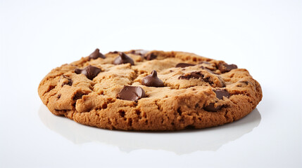 Chocolate chip cookie on a white background