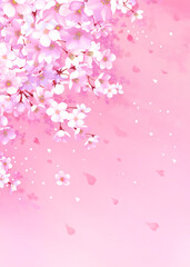桜の背景素材　桜吹雪　お花見　入学　卒業　入園　卒園　入社　ひな祭り　ひなまつり　新春　縦長