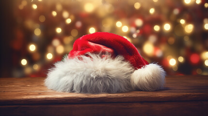 Obraz na płótnie Canvas Santa Claus Hat with Lit Background
