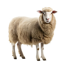 Portrait of a sheep on white background, transparent cutout