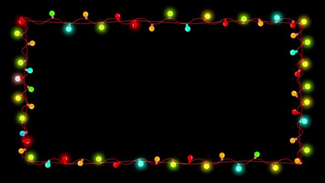 Colorful Christmas Light Bulb Square Frame. Seamless Loop
