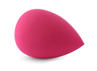Bright pink makeup sponge isolated on white