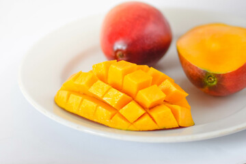 Fresh manga fruit is high in vitamins, healthy mango juice.