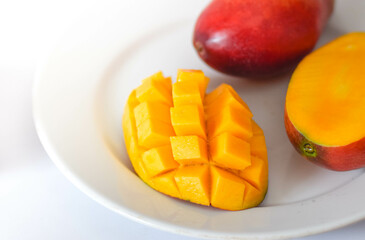 Fresh manga fruit is high in vitamins, healthy mango juice