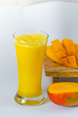 Fresh manga fruit is high in vitamins, healthy mango juice