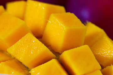 Fresh manga fruit is high in vitamins, healthy mango juice