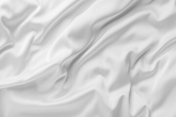 Obraz premium Texture of white silk ripple fabric as background, top view