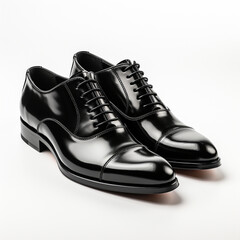 men leather derby shoes  isolated in white background generative ai