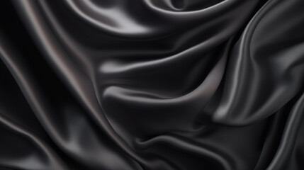 Obraz premium carbon Black silk satin fabric abstract background. Light shiny glitter shimmer shine. folded cloth appearance. luxury wallpaper backdrop concept.