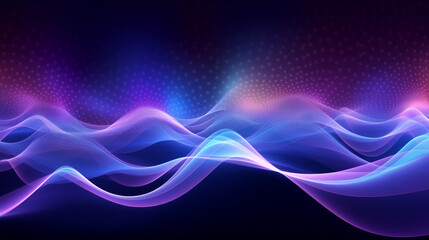 digital particle waves, blue, white and purple. calming rhythms. abstract wallpaper background - obrazy, fototapety, plakaty