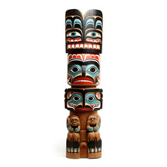 Native American Eskimo Totem Pole isolated on a white background