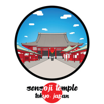 Circle Icon Sensouji Temple. vector illustration