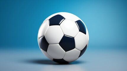 Fototapeta na wymiar A soccer ball resting on a vibrant blue background.