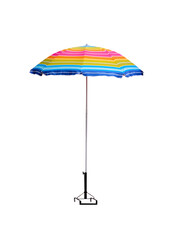 Parasol colorful open with steel stand isolated on white background , clipping path