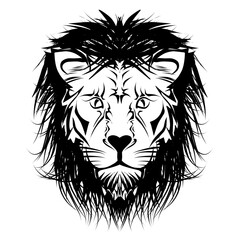 Illustration of tribal lion head sticker. Perfect for tattoos, stickers, hats, clothes, logos, icons