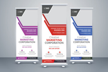 Corporate Roll Up Banner For Business, Modern And Creative X Banner Signage Standee Layout Template, pull up banner design
