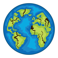 earthquake illustration with destroyed world