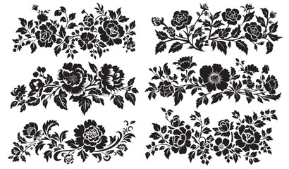 Trendy Vector Design: Beautiful Black and White Floral Silhouette for Modern Projects