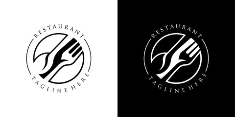 Spoon fork plate for dining restaurant logo designs