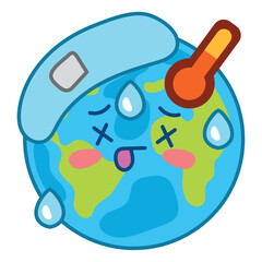 global warming illustration of the world with fever