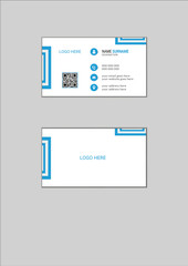 Sky blue creative simple clean professional minimal/minimalist modern shape Layout double-sided  landscape  flat design corporate horizontal name/visiting/ business card template personal with company