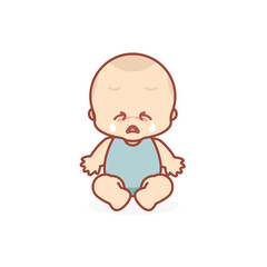 Cute baby or toddler boy vector illustration in cry