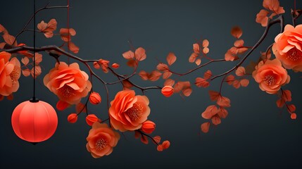 chinese lanterns and flower branches