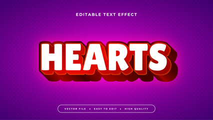 Red white and purple violet hearts 3d editable text effect - font style