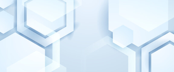 White vector abstract geometric shapes banner. Minimalist 3d modern graphic design element for banner, flyer, card, or brochure cover