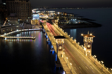 Fototapeta na wymiar Beautiful view of the Stanley Bridge in Alexandria, Egypt