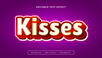 Red white and purple violet kisses 3d editable text effect - font style