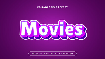 White and purple violet movies 3d editable text effect - font style