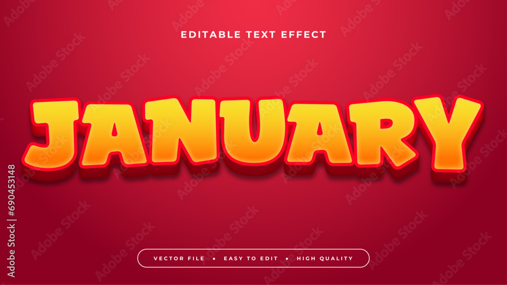 Poster Red and yellow january 3d editable text effect - font style