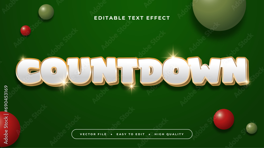 Poster Red green and white countdown 3d editable text effect - font style