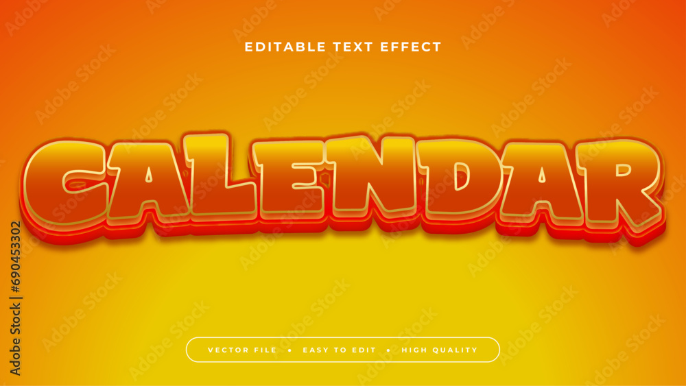 Poster Orange and yellow calendar 3d editable text effect - font style