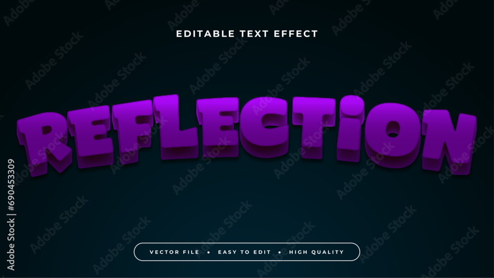 Poster Black and purple violet reflection 3d editable text effect - font style