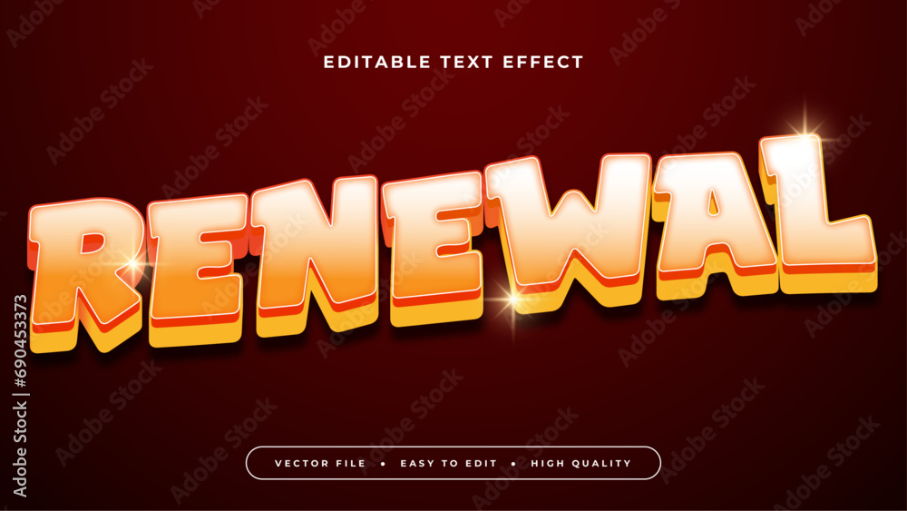 Poster red yellow and orange renewal 3d editable text effect - font style