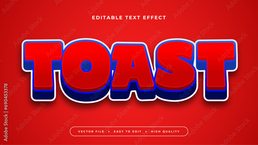 Poster Blue and red toast 3d editable text effect - font style
